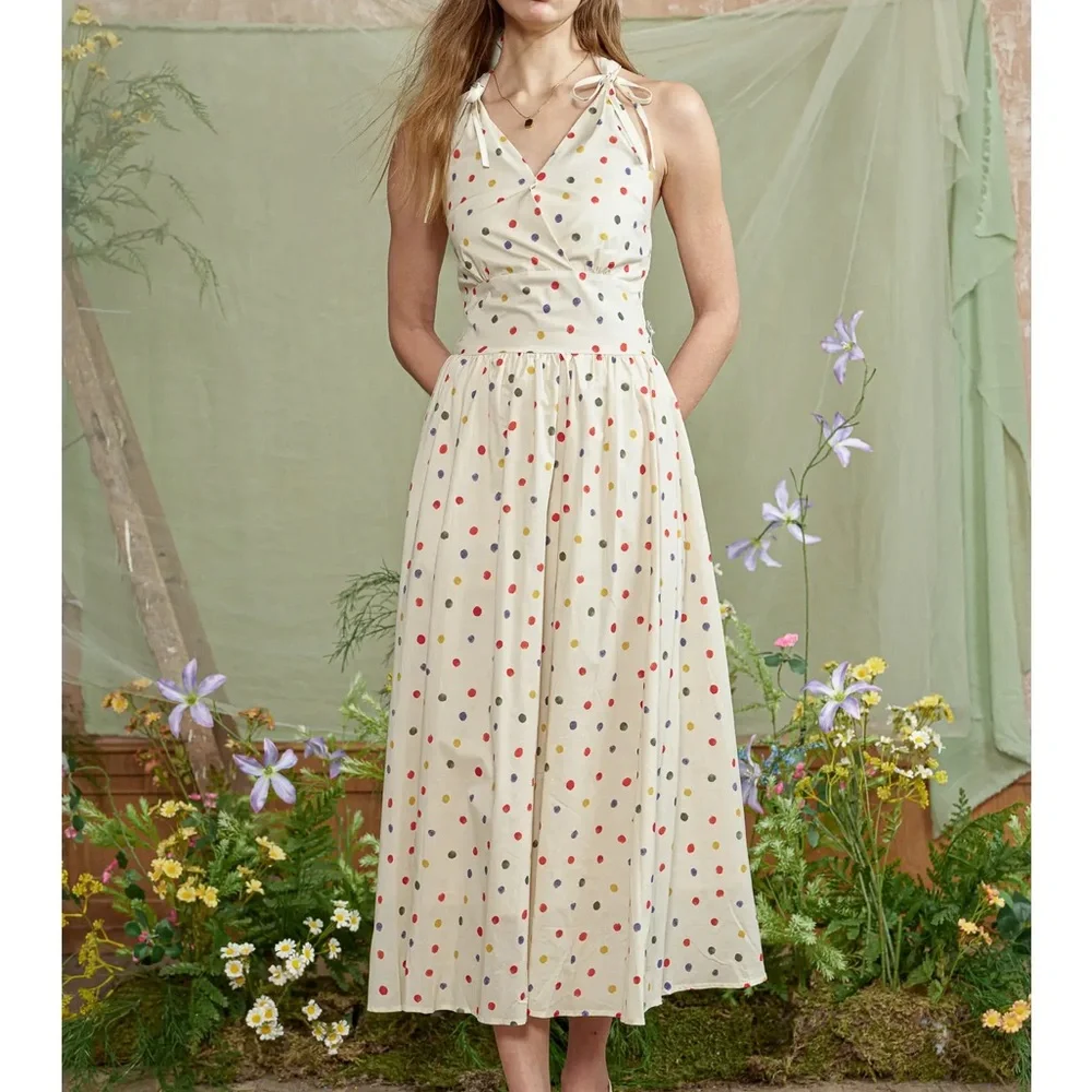 Rosie Posie Confetti Halter Midi Dress NWT size large - Picture 3 of 3